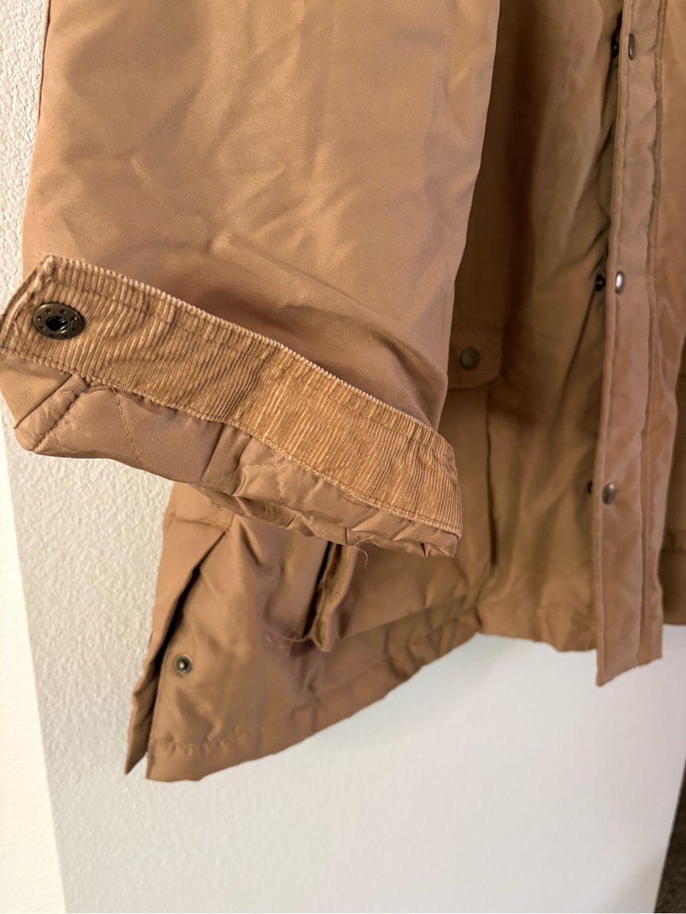 Tan Oversized Barn Chore Coat Corduroy Collar XL Vintage - Picture 3 of 7